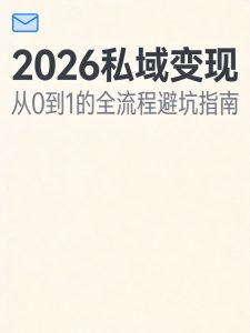 2026私域变现必读:新手从0到1的全流程避坑指南-元界资源网